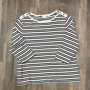 Chico's‎ Black and White Striped Blouse Size 3 (XL)